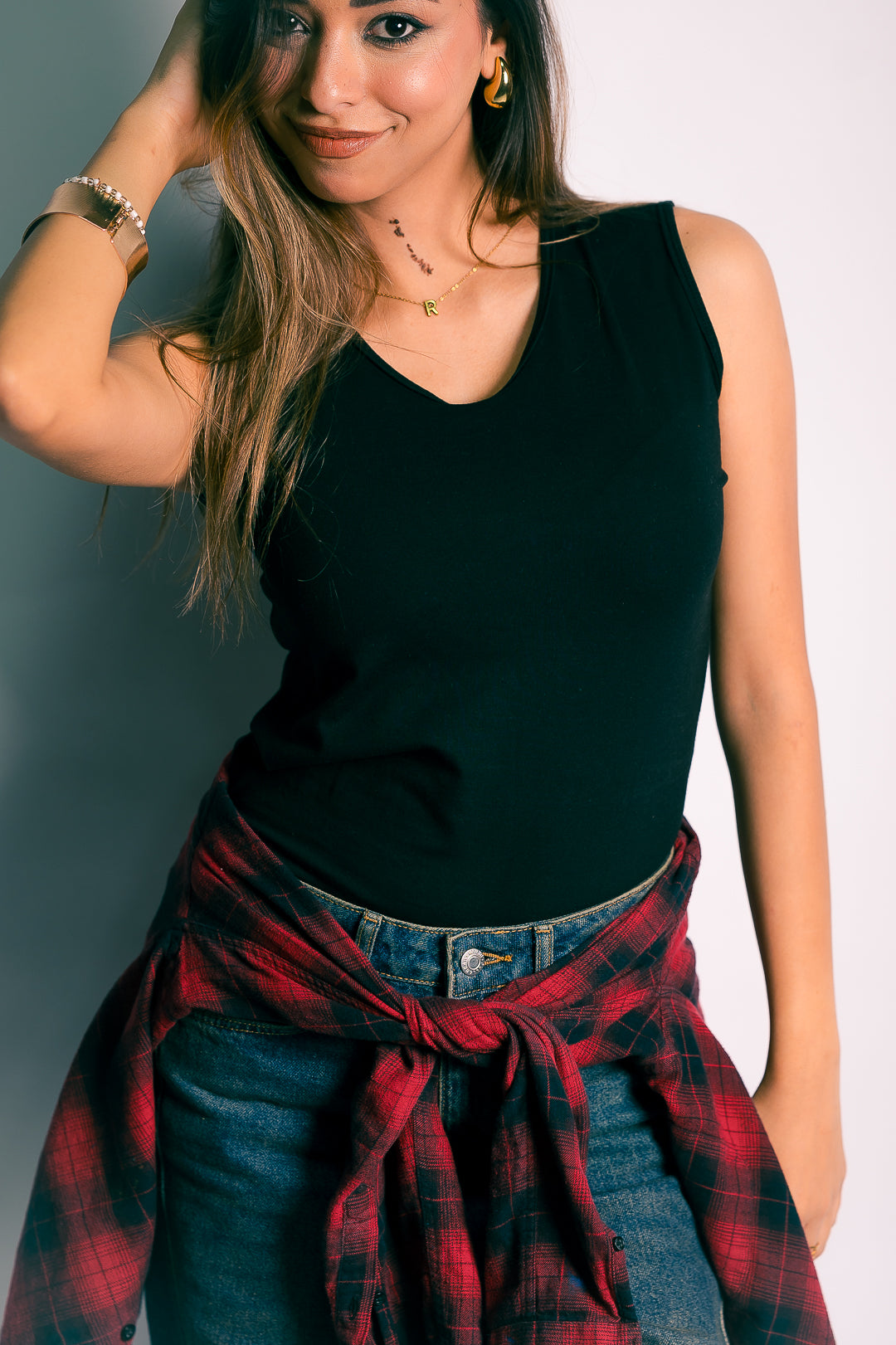 mock neck tank top