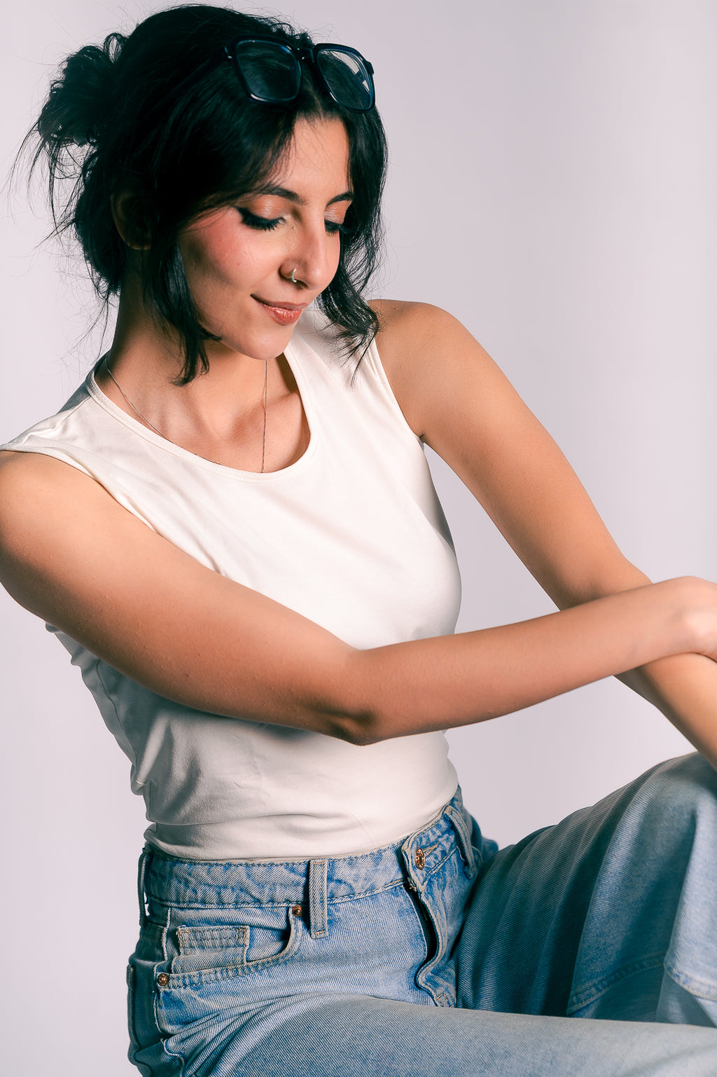 mock neck tank top