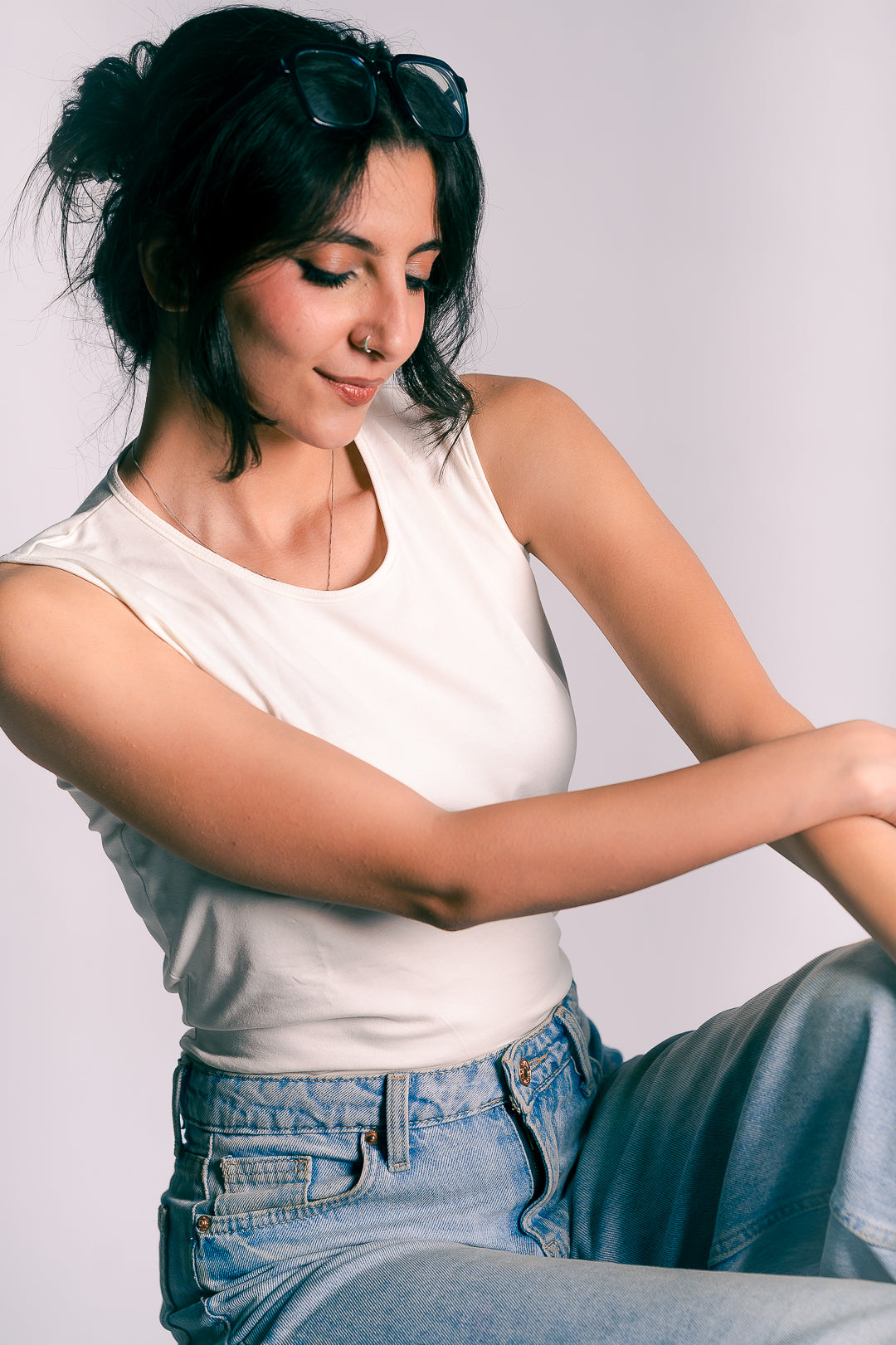 mock neck tank top