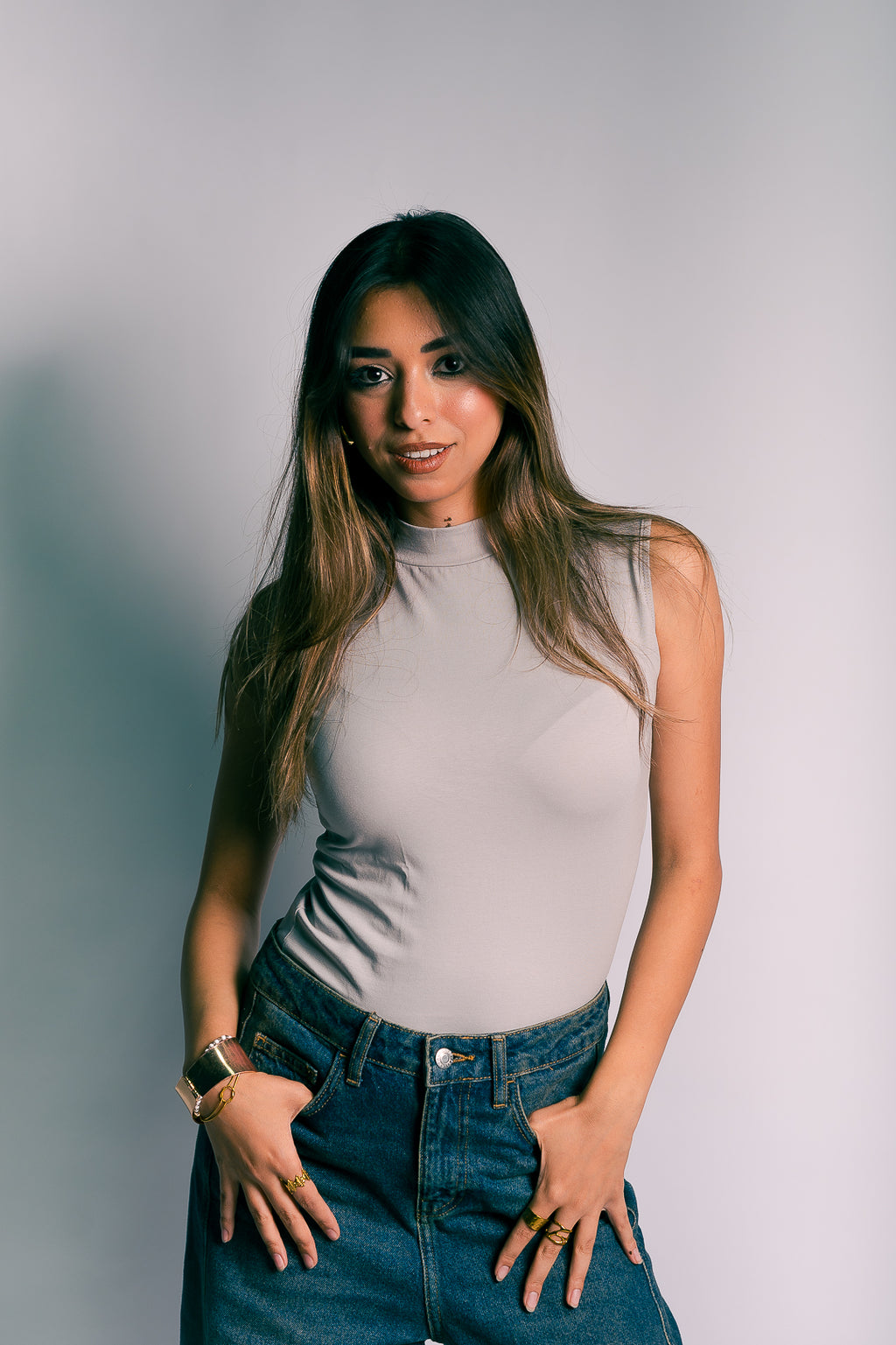 mock neck tank top