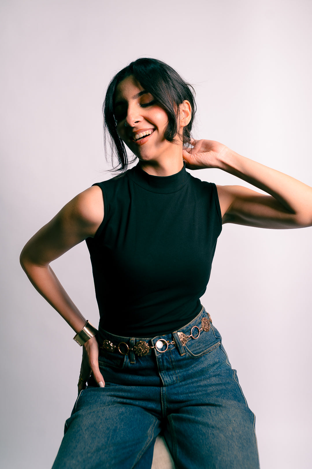 mock neck tank top