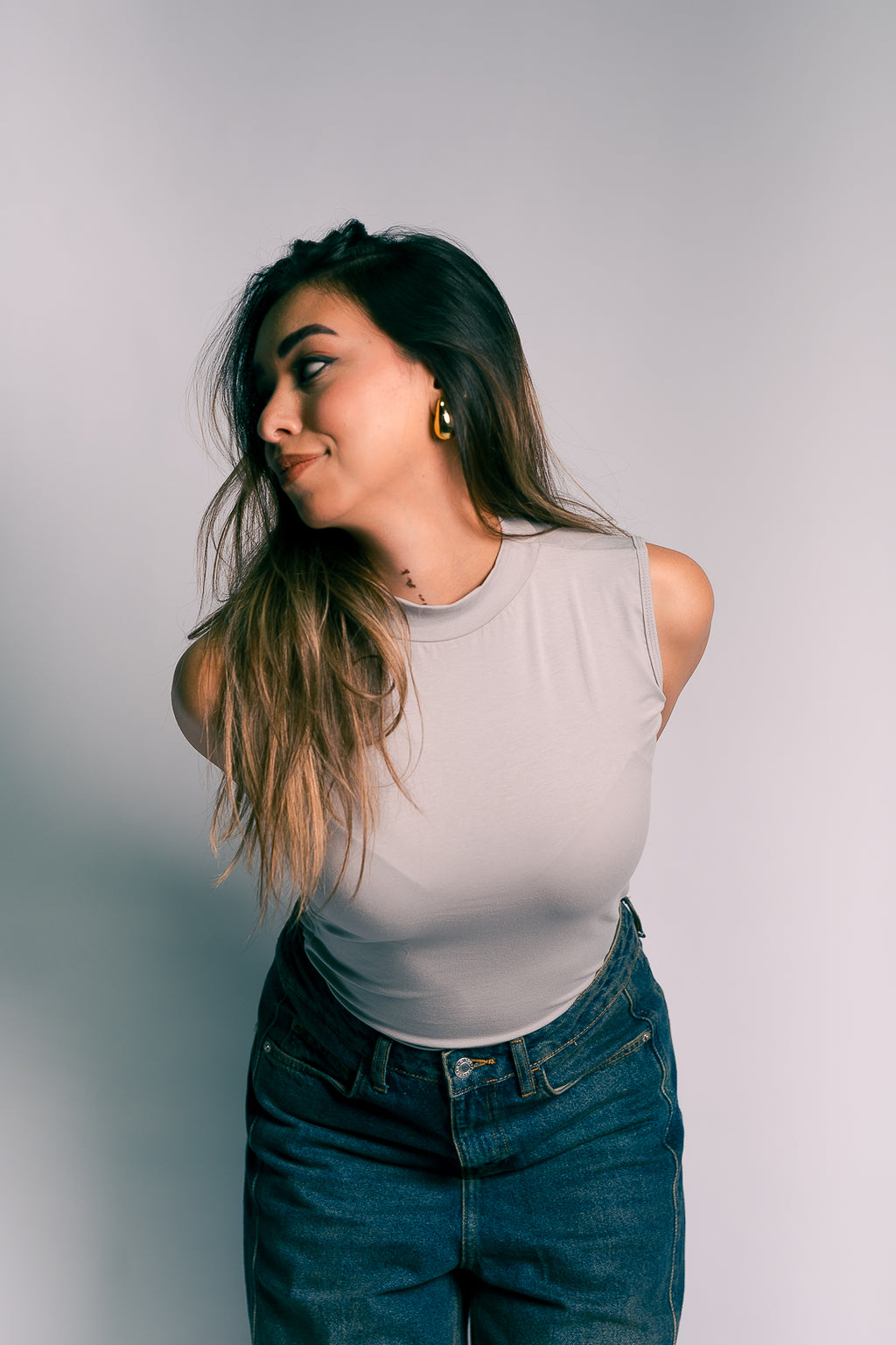 mock neck tank top