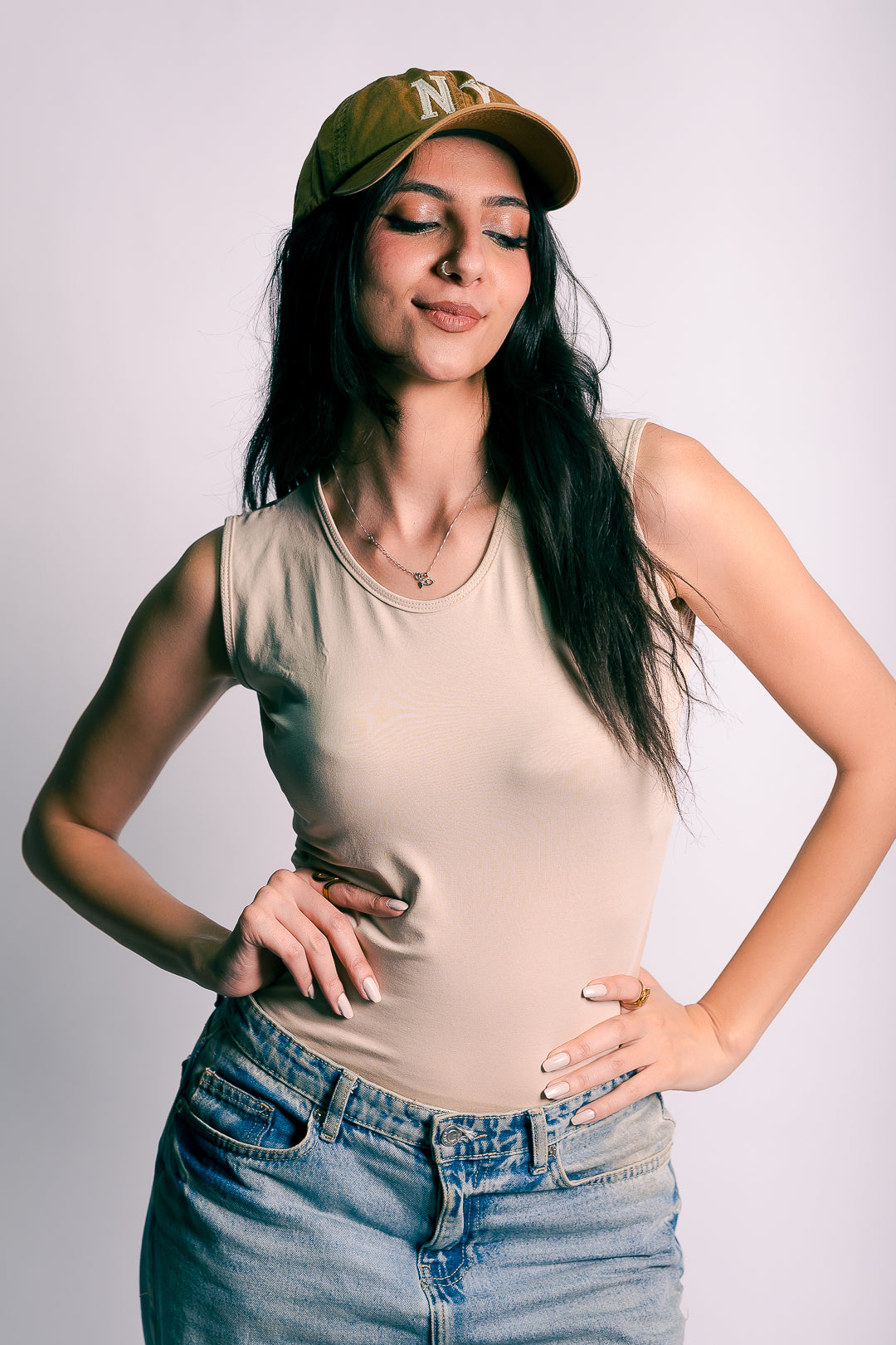 mock neck tank top